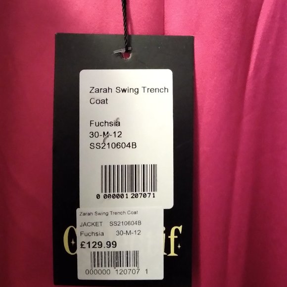 Collectif PinkTrench Coat  M - Picture 3 of 7